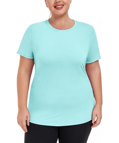 Women's UPF 50+ Sun Shirts Plus Size Short Sleeve UV Protection Rash Guard Quick Dry Hiking Fishing Swim Shirt Green $13.99 S...