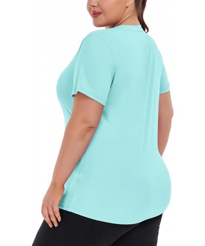 Women's UPF 50+ Sun Shirts Plus Size Short Sleeve UV Protection Rash Guard Quick Dry Hiking Fishing Swim Shirt Green $13.99 S...