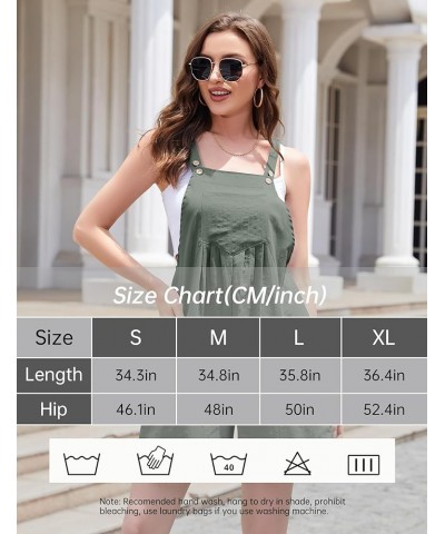 Women's Short Overalls Linen Adjustable Strap Wide Leg Jumpsuit Casual Rompers with Pockets S-XL Celadon $19.27 Overalls