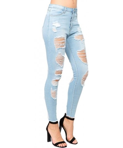 Women's High Rise Stretch Destroyed Ripped Color Skinny Pants Jeans Multi Styles Light Blue Rjh681 $17.68 Jeans