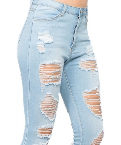 Women's High Rise Stretch Destroyed Ripped Color Skinny Pants Jeans Multi Styles Light Blue Rjh681 $17.68 Jeans