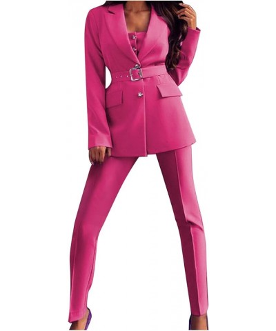 Business Casual Blazers and Pants Suit for Women 2 Piece Outfits Slim Fit Blazer Skinny Pants Office Work Sets Hot Pink $15.4...