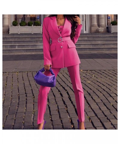 Business Casual Blazers and Pants Suit for Women 2 Piece Outfits Slim Fit Blazer Skinny Pants Office Work Sets Hot Pink $15.4...