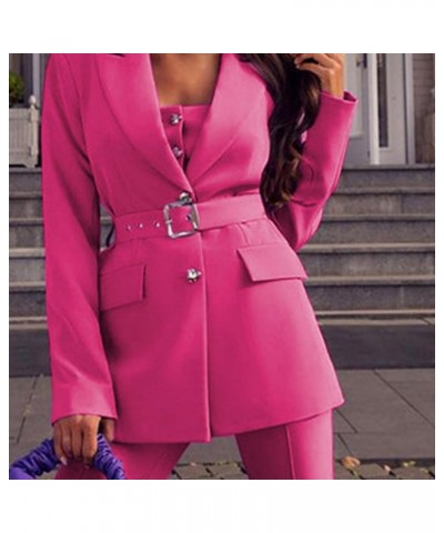 Business Casual Blazers and Pants Suit for Women 2 Piece Outfits Slim Fit Blazer Skinny Pants Office Work Sets Hot Pink $15.4...