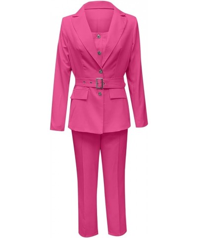 Business Casual Blazers and Pants Suit for Women 2 Piece Outfits Slim Fit Blazer Skinny Pants Office Work Sets Hot Pink $15.4...