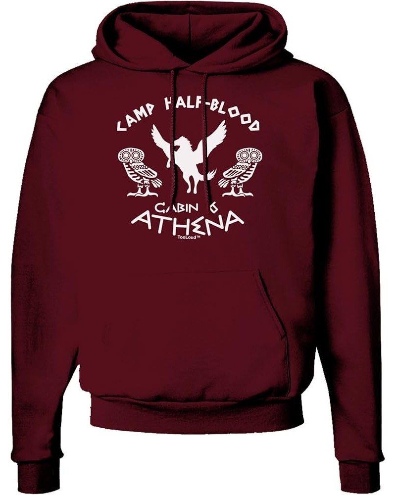 Camp Half Blood Cabin 6 Athena Dark Hoodie Sweatshirt Hooded Pullover Pockets Maroon $23.01 Hoodies & Sweatshirts