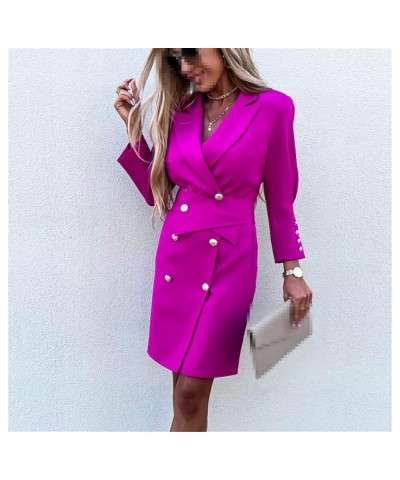 Slim Blazer Dress Office Lady Casual Button Belt Mini Dresses Women's Solid Color Party Dress Black $30.00 Dresses