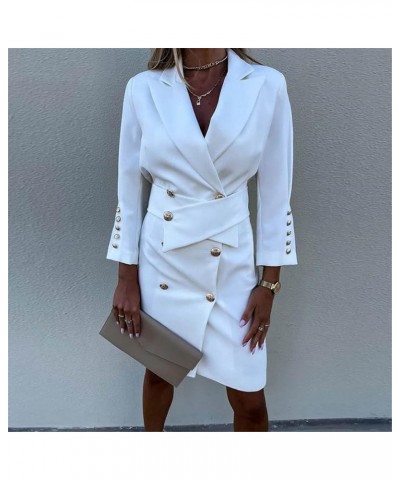 Slim Blazer Dress Office Lady Casual Button Belt Mini Dresses Women's Solid Color Party Dress Black $30.00 Dresses