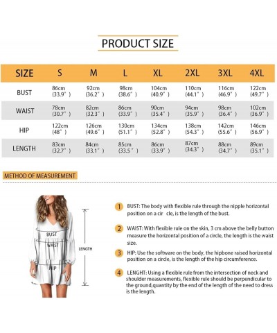 Long Sleeve Women Tunic Dress V Neck Plus Size Casual Travel Swing Sundress Loose Fit Puffy Dresses Tropical Hibiscus $18.69 ...