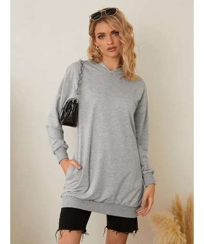 Women Hoodies Dress Tie-Dye Printed Long Sleeve Hooded Tunic Oversized Sweatshirt Pockets Pullover Jumper 03-light Grey $24.7...