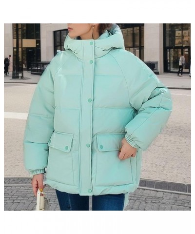 Women's Thickened Down Jacket Oversized Zipper Padded Puffer Coat trendy Lightweight Warm Hooded Winter Outerwear B-green $11...