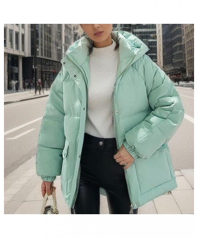 Women's Thickened Down Jacket Oversized Zipper Padded Puffer Coat trendy Lightweight Warm Hooded Winter Outerwear B-green $11...