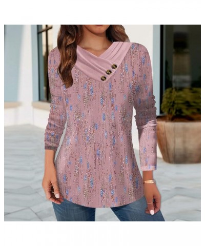 Womens Long Sleeve Tunic Tops Button V Neck Shirts Dressy Casual Blouses Plus Size Tunics Or Tops To Wear With Leggings B-wat...