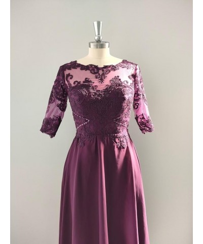 Tea Length Mother of The Bride Dresses for Wedding Lace Appliques High Low Formal Gown with Sleeves Red $37.60 Dresses