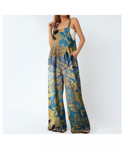 Jumpsuits for Women Casual Womens Paisley Plus Size Elegant Overalls Pleats Retro Floral Pockets Buttons Rompers 03-gold $18....