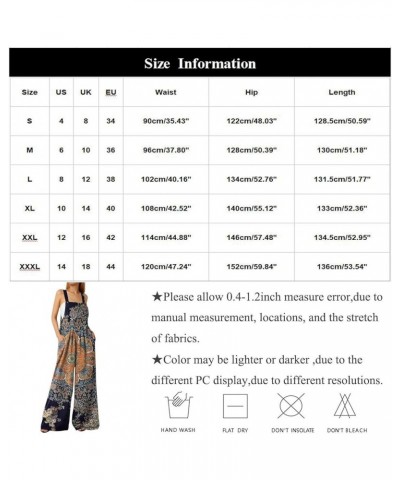 Jumpsuits for Women Casual Womens Paisley Plus Size Elegant Overalls Pleats Retro Floral Pockets Buttons Rompers 03-gold $18....