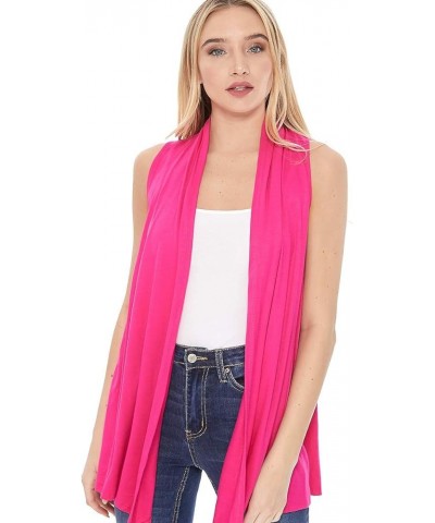 Women's Casual Solid Comfy Sleeveless Draped Open Front Vest Cardigan/Made in USA Hcd00470 Fuchsia $9.98 Sweaters