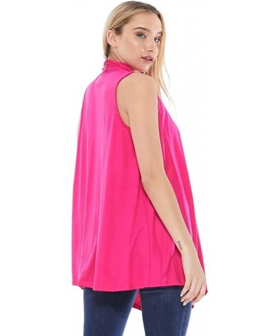 Women's Casual Solid Comfy Sleeveless Draped Open Front Vest Cardigan/Made in USA Hcd00470 Fuchsia $9.98 Sweaters