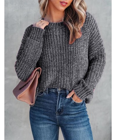 Chenille Sweaters for Women Crew Neck Pullover Jumper Long Sleeve Jumper Tops S-XXL Grey-new $18.23 Sweaters