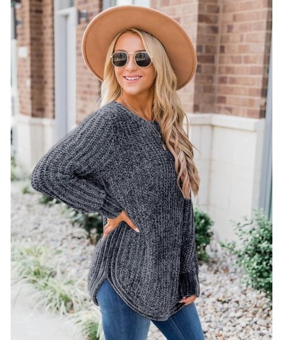 Chenille Sweaters for Women Crew Neck Pullover Jumper Long Sleeve Jumper Tops S-XXL Grey-new $18.23 Sweaters