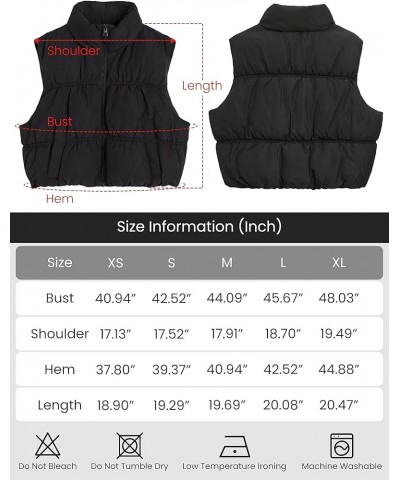 Womens Cropped Puffer Vest Zip Up Winter Stand Collar Lightweight Sleeveless Padded Gilet Waistcoat with Pocket Red $16.20 Vests