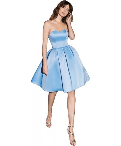 Women's Sweetheart Satin Homecoming Dresses Short 2024 for Teens Formal Bridesmaid Party Gowns Light Blue $32.50 Dresses