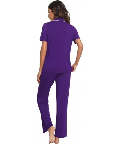 Bamboo Viscose Pajamas Set for Women Soft Button Down Sleepwear Pj Lightweight Lounge Sets Loungewear S-XXL B-lilac $30.15 Sl...