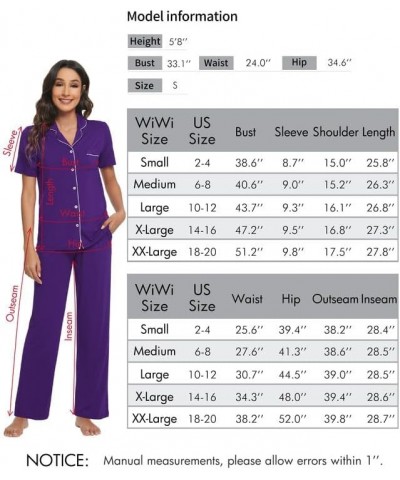 Bamboo Viscose Pajamas Set for Women Soft Button Down Sleepwear Pj Lightweight Lounge Sets Loungewear S-XXL B-lilac $30.15 Sl...