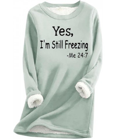 Yes I'm Still Freezing Me Womens Winter Warm Sherpa Fleece Lined Tunic Tops Long Sleeve Sweatshirt Pullover Sweater Mint Gree...