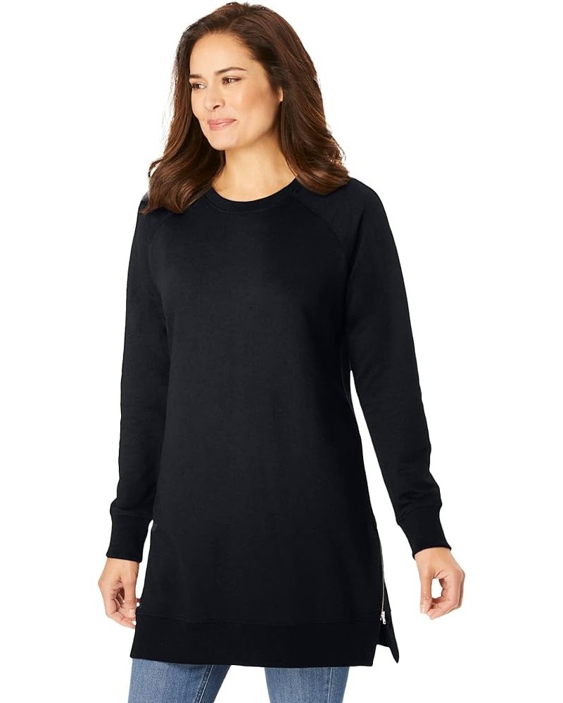 Women's Plus Size Side Zip Sweatshirt Black $24.97 Hoodies & Sweatshirts