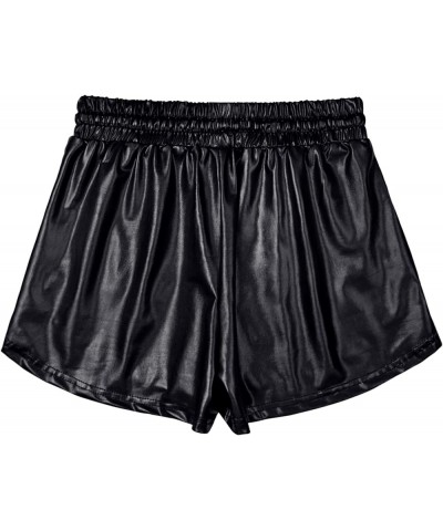 Women's Metallic Shorts Yoga Shiny Sparkly Hot Drawstring Outfit Short Pants Black $15.11 Activewear