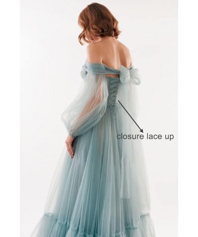 Off Shoulder Tulle Prom Dresses Puffy Sleeve Long Sweetheart A-Line Formal Evening Party Gowns Daffodil $38.22 Dresses