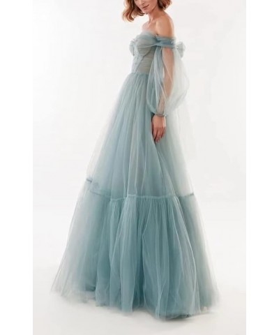 Off Shoulder Tulle Prom Dresses Puffy Sleeve Long Sweetheart A-Line Formal Evening Party Gowns Daffodil $38.22 Dresses