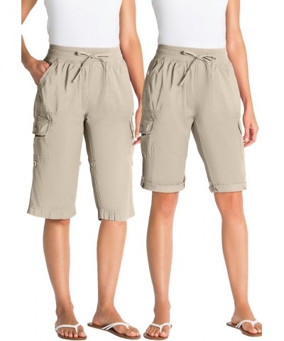 Women's Plus Size Convertible Length Cargo Short Natural Khaki $14.92 Shorts