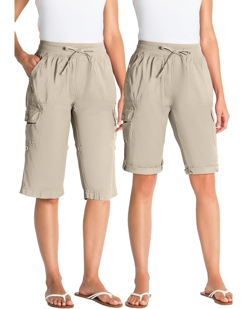 Women's Plus Size Convertible Length Cargo Short Natural Khaki $14.92 Shorts