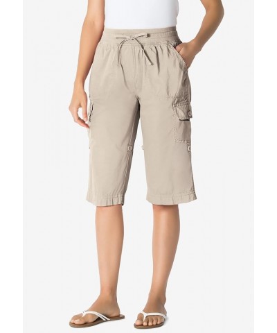 Women's Plus Size Convertible Length Cargo Short Natural Khaki $14.92 Shorts