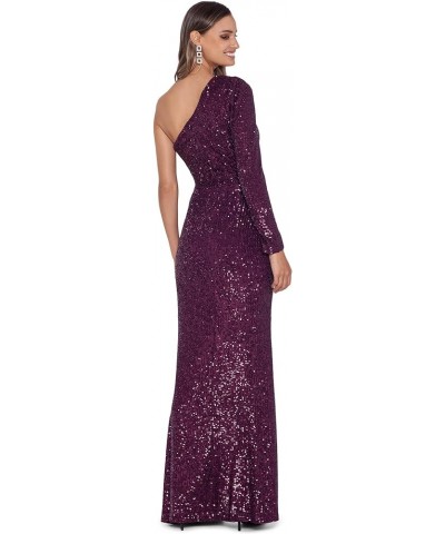 Long One Shoulder Sequin Dress Wine $46.91 Dresses