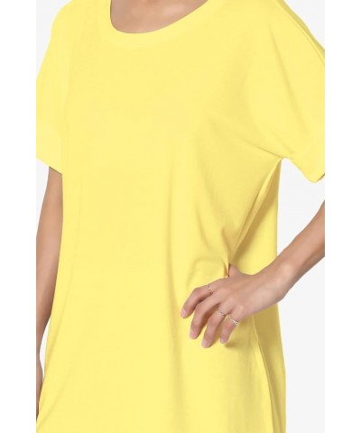 Women's Casual Round Neck Cuffed Short Sleeve Loose Tee Basic Jersey Top T-Shirt Yellow $10.34 Tops