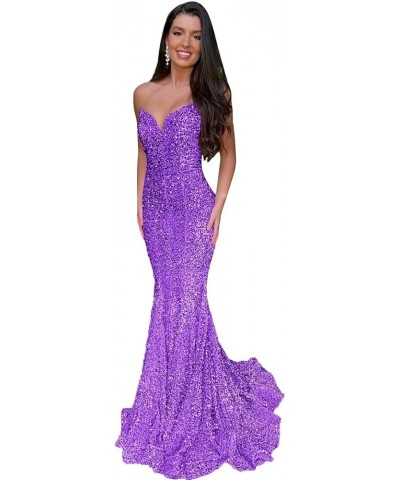 Mermaid Sequin Prom Dresses 2023 Long Formal Dresses with Train Strapless Backless V-Neck Trumpet Evening Gowns for Women Pur...