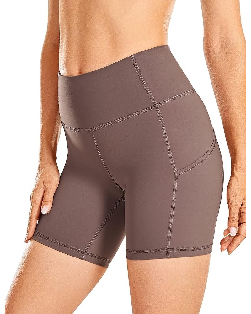 Women's Naked Feeling Light Running Shorts 6 Inches - High Waisted Gym Biker Compression Shorts with Pockets 6 inches Limonit...