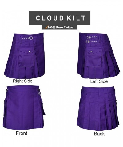 CLOUD KILT" Kilt for Women 100% Cotton Jeans Traditional Scottish Kilt Purple $25.44 Jeans