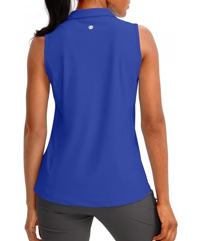 Women's Sleeveless Golf Polo Shirts Tennis Quick Dry Collared Tank Tops V-Neck Polos for Women Royal Blue $13.50 Shirts