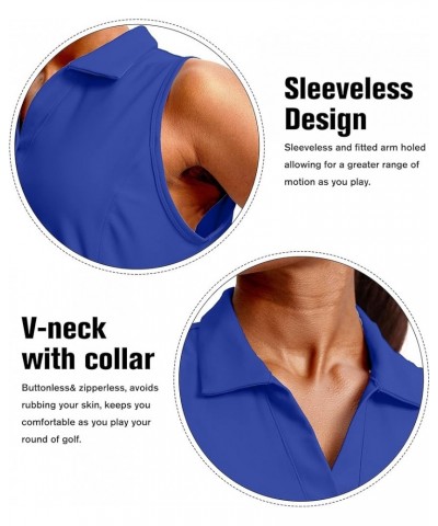 Women's Sleeveless Golf Polo Shirts Tennis Quick Dry Collared Tank Tops V-Neck Polos for Women Royal Blue $13.50 Shirts