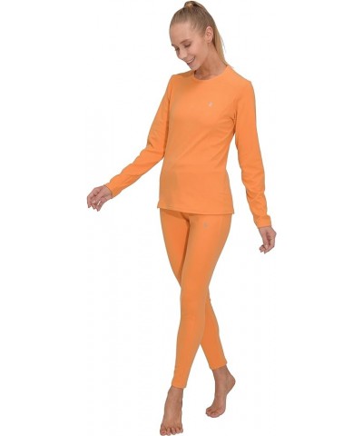 Women's Fleece Lined Thermals Underwear Set Base Layer Long Johns Cold Weather Top Bottom Yellow $22.00 Activewear