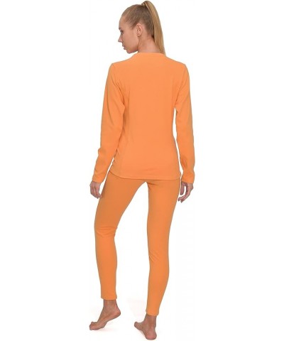 Women's Fleece Lined Thermals Underwear Set Base Layer Long Johns Cold Weather Top Bottom Yellow $22.00 Activewear