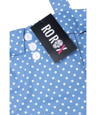 Halter Neck Women's Top - Polka Dot Olivia Ladies Blouse - Retro 1950s Ladies Top for Women Sky Blue $14.31 Blouses