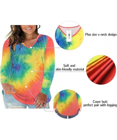 Plus Size Tops for Women Long Sleeve Tees V Neck Tunics Solid Color Blouse T Shirts Zd_print $14.55 Tops