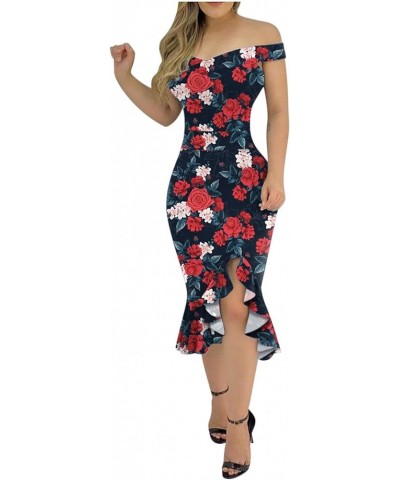 Bodycon Dress for Women Sexy Slit Ruffles Hem Cutout Floral Slim Lace Long Sleeve Dress Elegant Club Party Dress Z 16 Red $3....