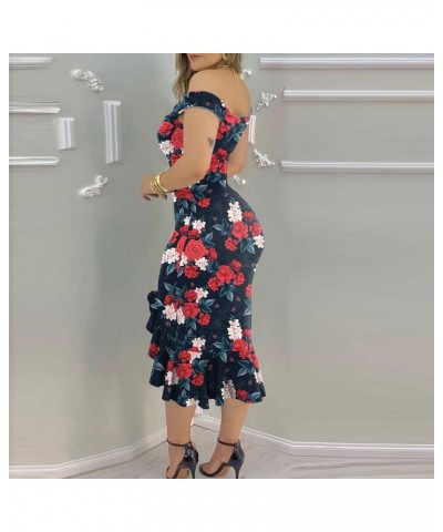 Bodycon Dress for Women Sexy Slit Ruffles Hem Cutout Floral Slim Lace Long Sleeve Dress Elegant Club Party Dress Z 16 Red $3....