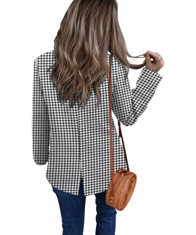 Womens Long Sleeve Casual Blazers Open Front Lapel Button Work Office Blazer Jackets 1-houndstooth $17.63 Blazers